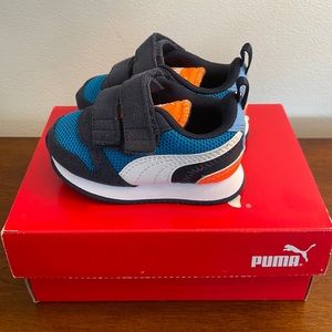 Brand new - Puma R78 toddler Mykonos blue/puma white/pea coat 4 toddler m